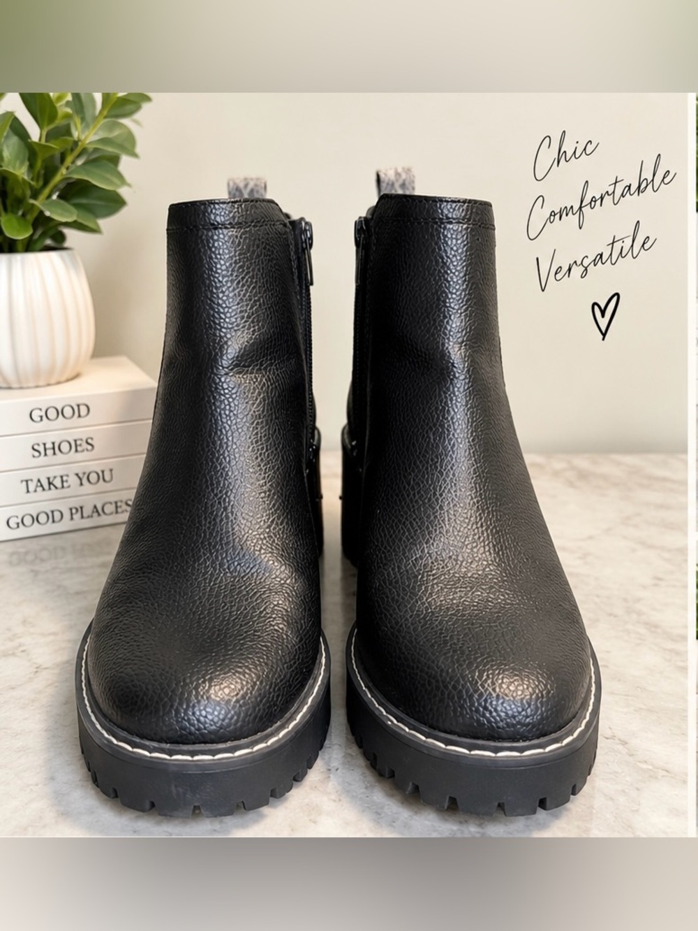 Women’s Black Chunky Platform Ankle Boots